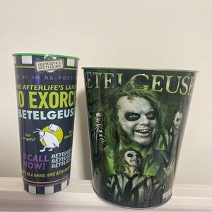 Beetlejuice Popcorn Bucket Tin And Hard Plastic Cup 44oz